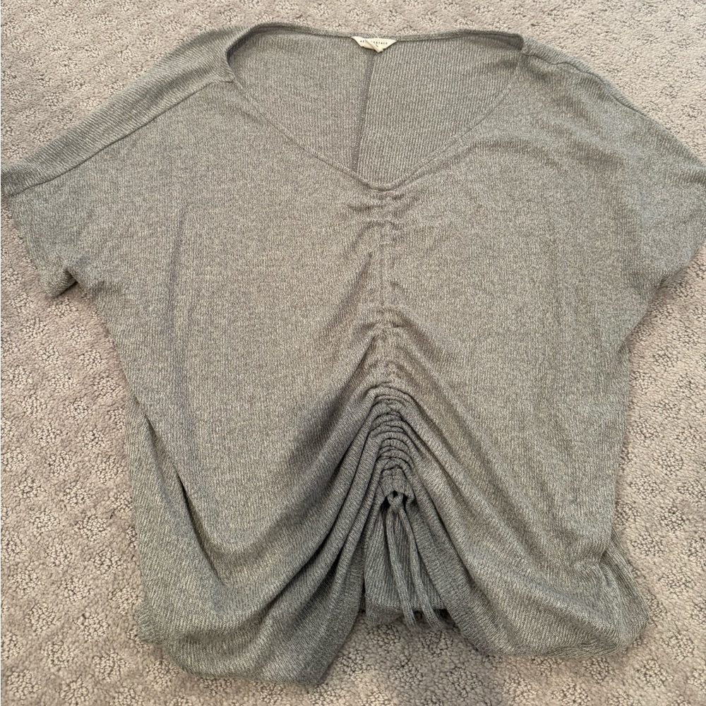 Aeropostale Gray Ruched V-Neck Tee